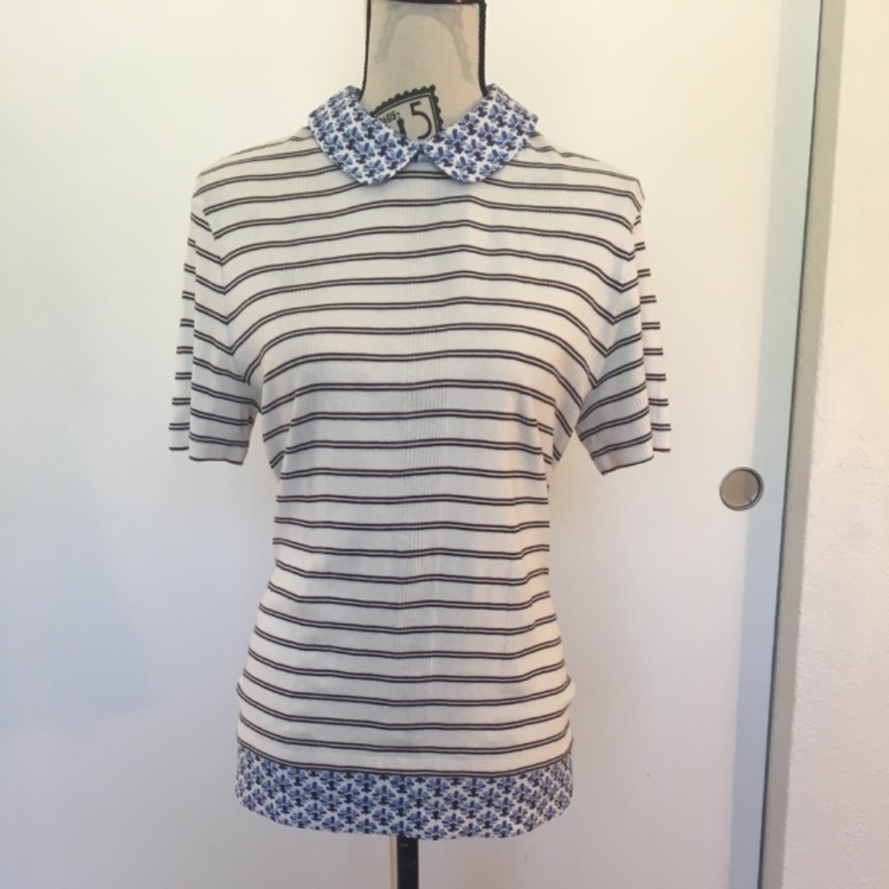 Tory Burch Peter Pan Collared Top - Size Large